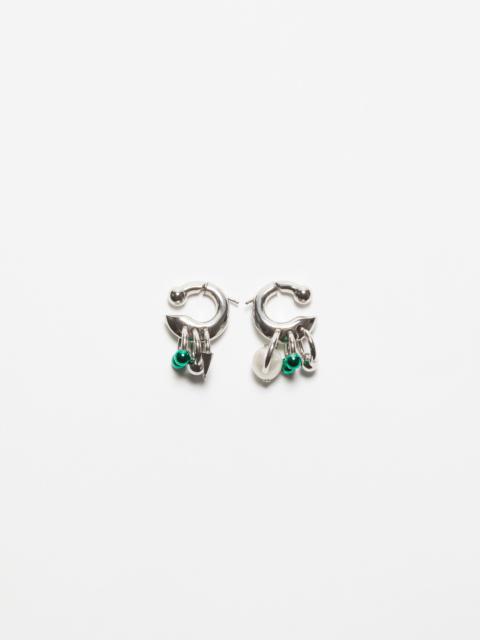 Multi charm earrings - Silver/green