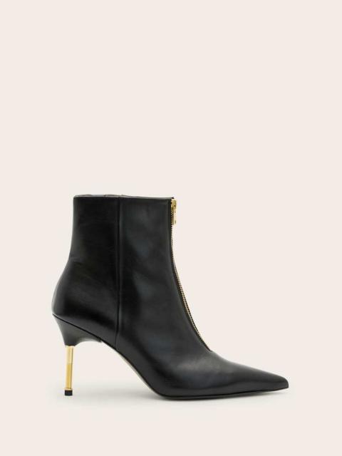 ALLSAINTS NATASHA POINTED ZIP UP LEATHER BOOTS