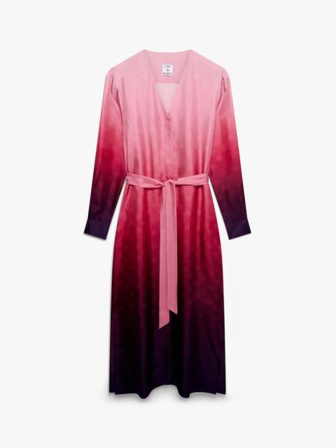 CASABLANCA Aubergine Gradient Collarless Silk Shirt Dress