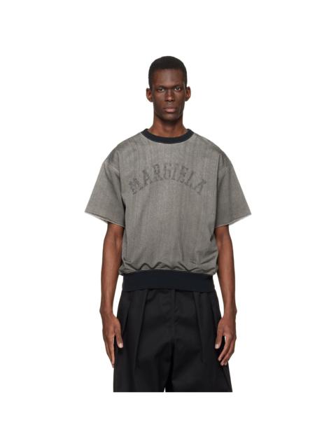 Maison Margiela Black & Gray Cotton Varsity T-shirt