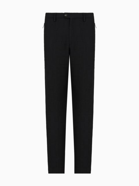 EMPORIO ARMANI VIRGIN-WOOL TROUSERS WITH 3D-EFFECT WEAVE