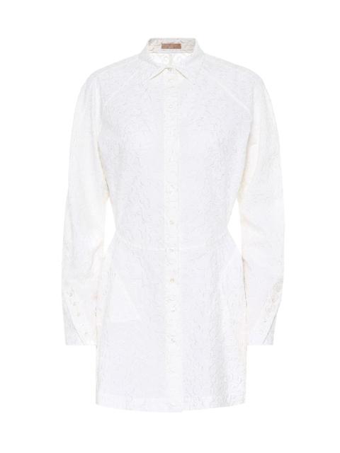 Embroidered wool-mousseline shirt