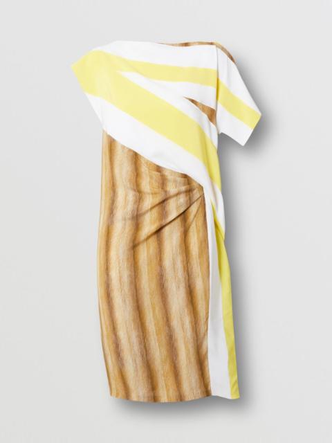 Burberry Flag and Animal Print Silk Asymmetric Dress