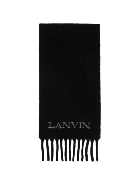 Lanvin Black Fringed Wool Scarf