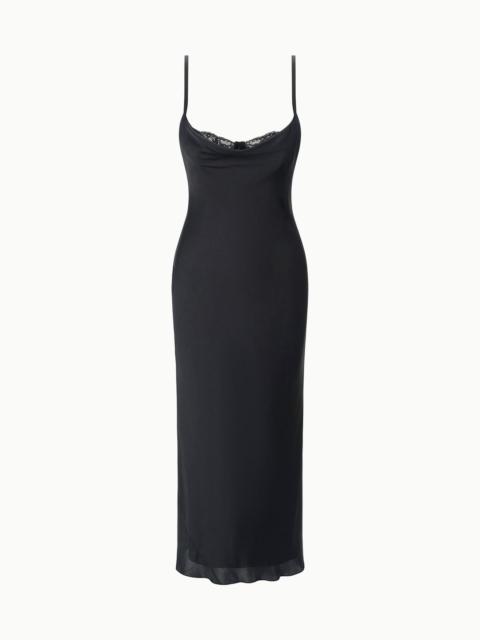 STAUD STAUD EVANGELINE SILK MIDI DRESS BLACK