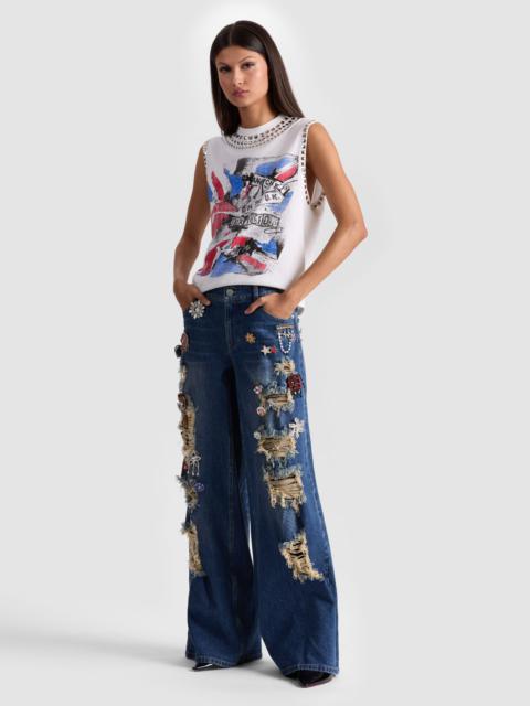 Alice + Olivia HARPER EMBELLISHED BAGGY JEAN