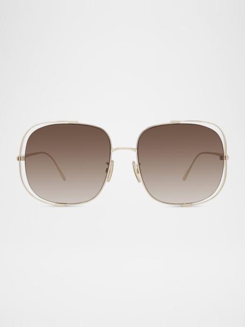 Loewe Metal Logo-Print Rectangle Sunglasses