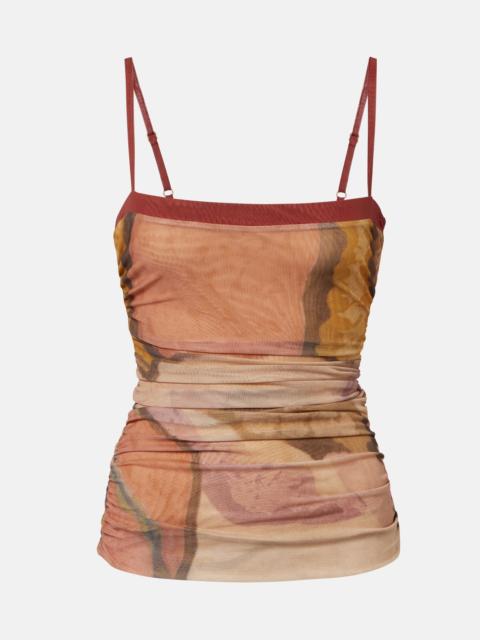 SIR. Gathered printed mesh tank top