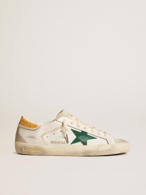 Super-Star with green suede star and yellow croc-print leather heel tab