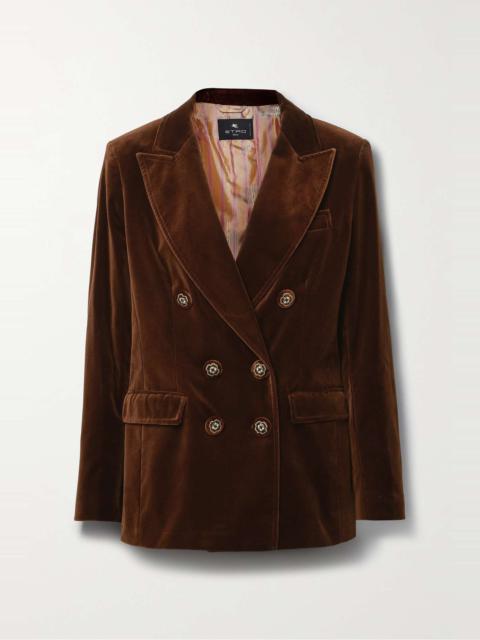 Etro Double-breasted cotton-blend velvet blazer