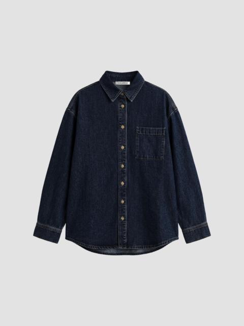 GOOD AMERICAN Women's Cotton Denim Drop-Shoulder Shirt - Alcove