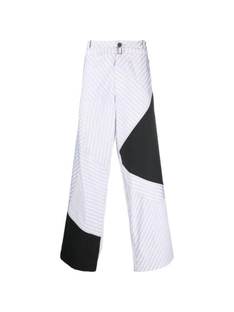 stripe-panelled wide-leg trousers