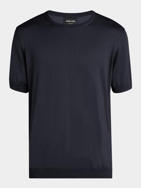 GIORGIO ARMANI Men's Silk-Cotton Crew T-Shirt