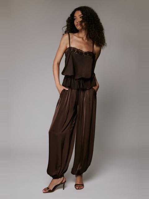 BARDOT Nikola Satin Balloon Pant In Dark Chocolate