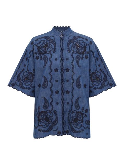 Zimmermann ASTER EMBROIDERED DENIM SHIRT
