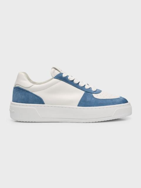 Stuart Weitzman Mixed Leather Courtside Low-Top Sneakers