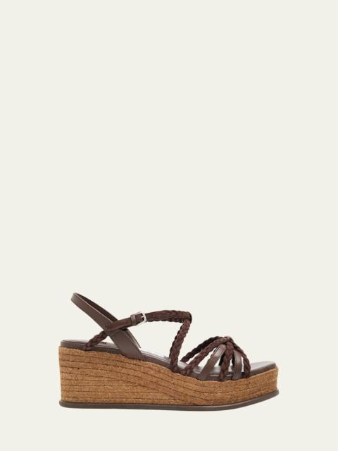 JIMMY CHOO 60mm Nyra Leather Espadrille Wedge Sandals