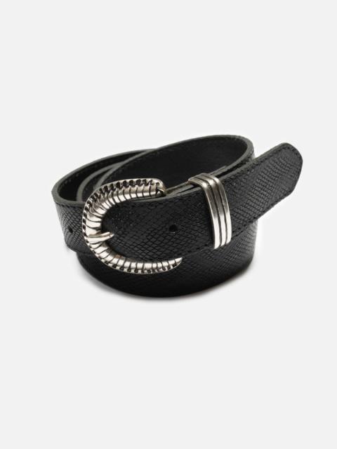 Nudie Jeans Faux Reptile Leather Belt Black