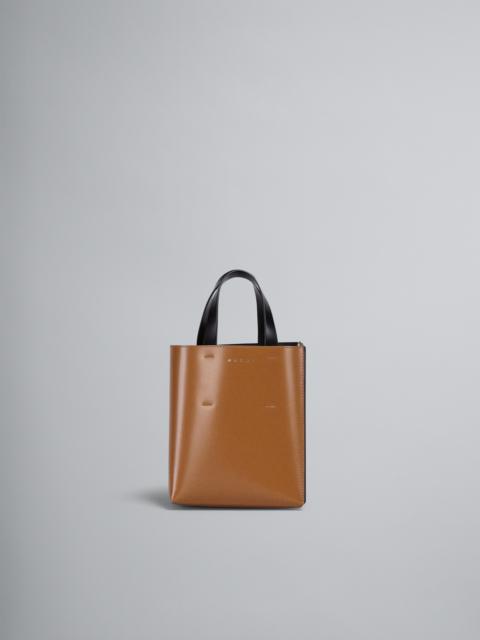 Marni MUSEO MINI BAG IN BROWN AND BLACK LEATHER