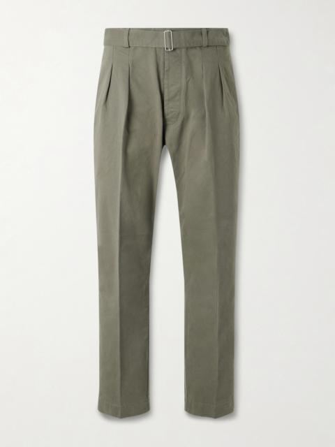 OFFICINE GÉNÉRALE Evans Wide-Leg Belted Pleated Organic Cotton-Twill Chinos