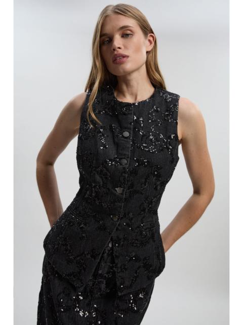 KAREN MILLEN Sequin Denim Waistcoat