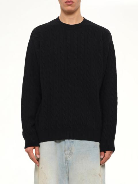 vowels Cable Knit Sweater in Black