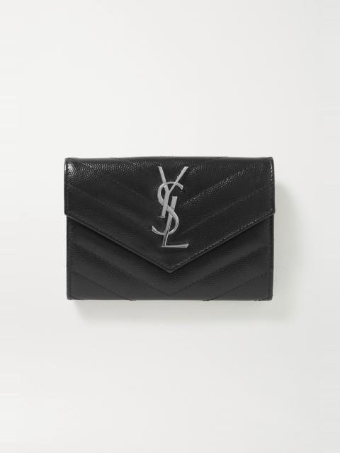SAINT LAURENT Monogramme quilted textured-leather wallet