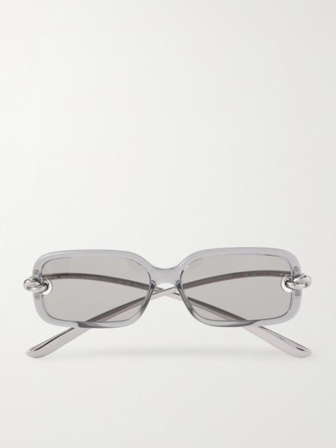 Bottega Veneta Knot Rectangular-frame Acetate And Silver-tone Sunglasses