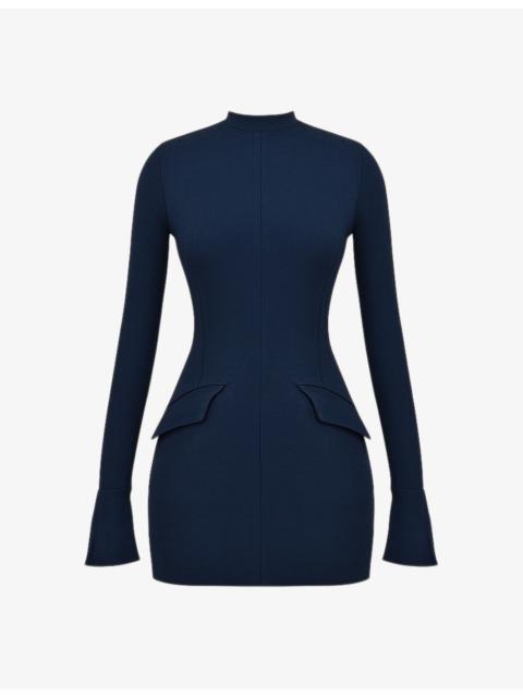 House of CB Mahalia fluted-cuffs stretch-woven mini dress