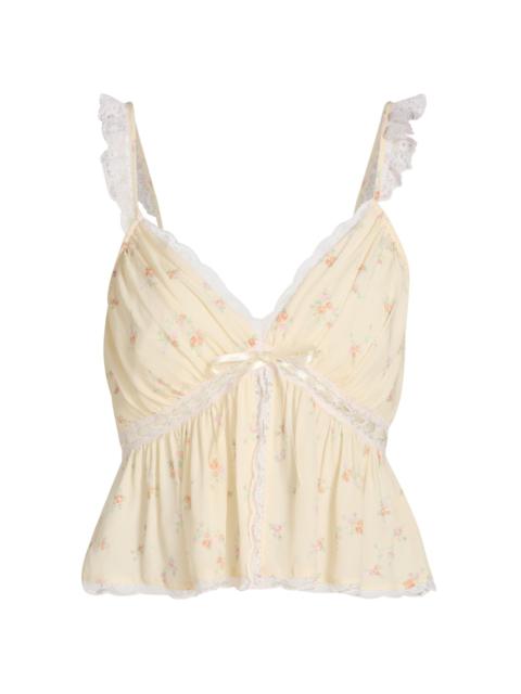 LoveShackFancy Women's Nicoleta Floral Laced Top - Lemon Haze