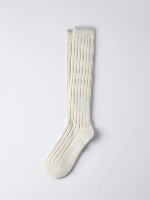 Cashmere chiné rib knit socks