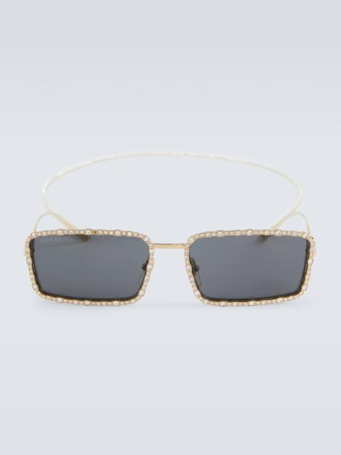 Embellished rectangular sunglasses