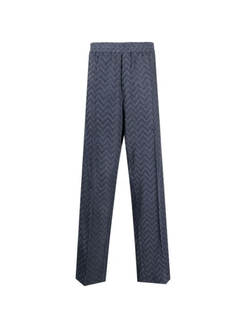 zigzag crochet-knit trousers