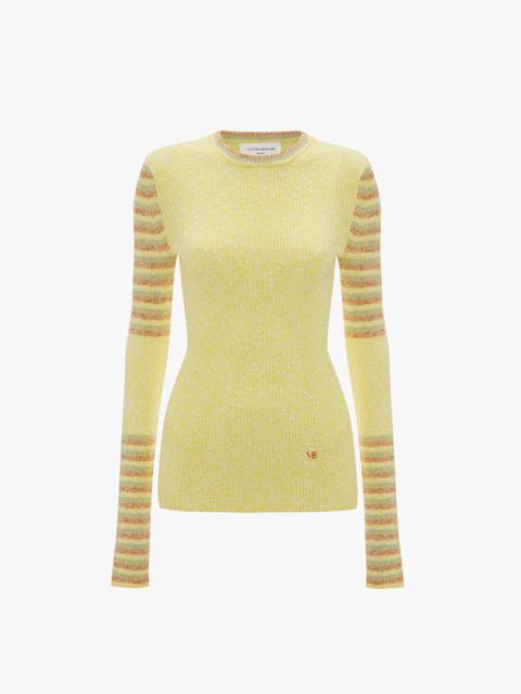 Victoria Beckham Crew Neck Jumper in Lemon Stripe