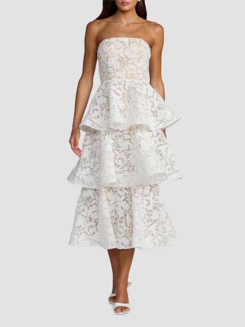 MAC DUGGAL Women's Beaded Lace Strapless Midi-Dress - Ivory