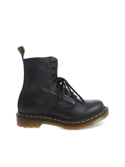 lace-up leather biker boots