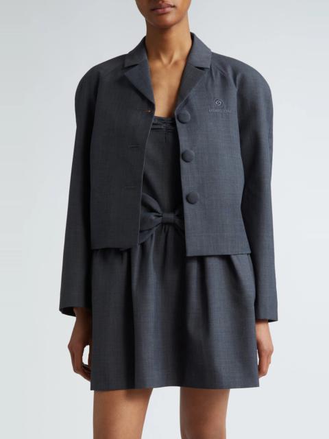 Oversize Notched Lapel Crop Jacket