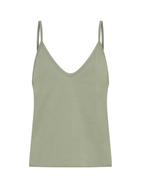 ONE TEASPOON Deep V Front Cotton Singlet - Khaki