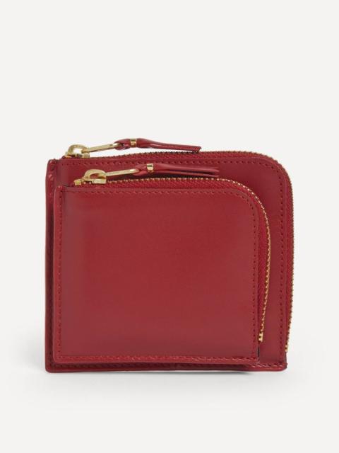 Outside Pocket Line Zip Around Leather Wallet