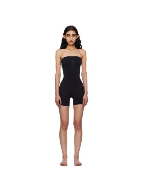 SKIMS Black Seamless Sculpt Strapless Shortie Bodysuit