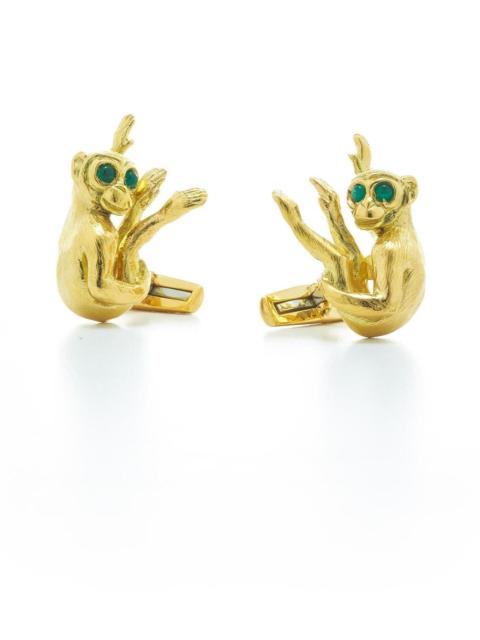 DAVID WEBB Emerald Monkey Cufflinks