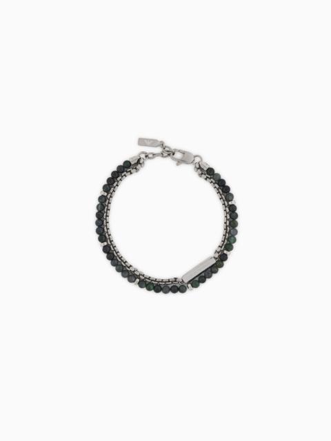 EMPORIO ARMANI EMPORIO ARMANI GRASS AGATE STAINLESS STEEL ID BRACELET