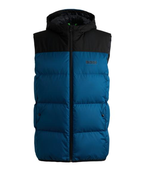 BOSS WATER-REPELLENT DOWN GILET WITH LOGO PRINT