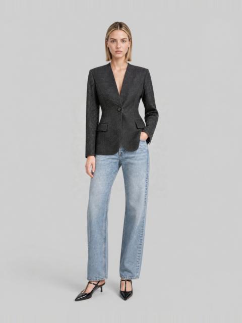 The Kooples FITTED BLACK WOOL-BLEND JACKET WITH RHINESTONES