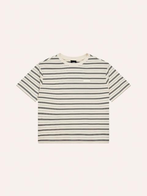 P.E NATION OVERSIZED SPARK TEE IN WHISPER WHITE STRIPE