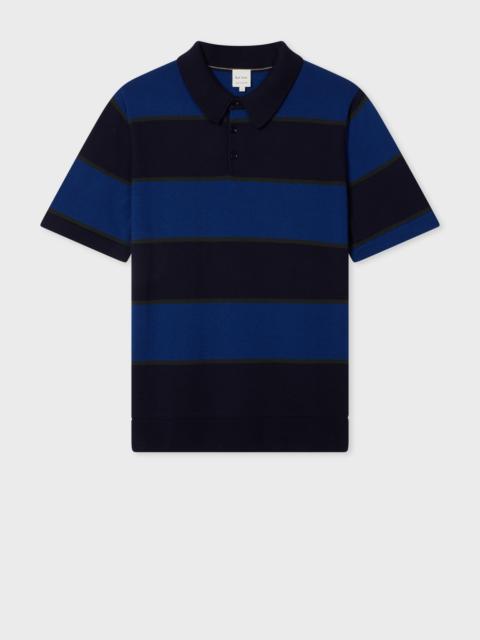 Paul Smith Cobalt Merino Wool Stripe Polo