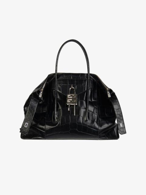Givenchy XL ANTIGONA LOCK SOFT BAG IN CROCODILE EFFECT LEATHER