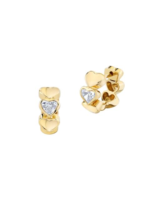 SYDNEY EVAN Women's 14K Yellow Gold & 0.64 TCW Diamond Heart Huggie Hoop Earrings - Gold
