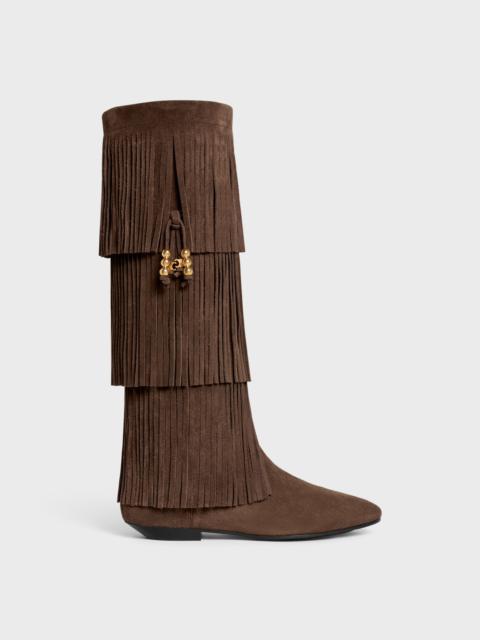 CELINE CELINE IRINA HIGH BOOT WITH FRINGES & EMBELLISHED TASSELS in Suede calfskin