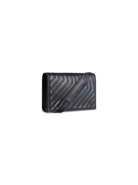 Men's Car Flap Bag With Strap Dirty Effect in Black